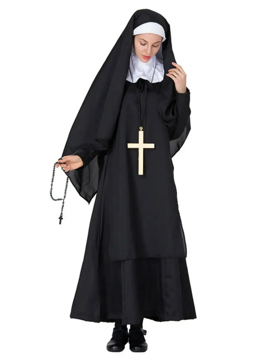 Nuovo costume da spettacolo loween Mary e Nun Priest Ball Performance Abbigliamento Costume di scena etnico Faion da donna