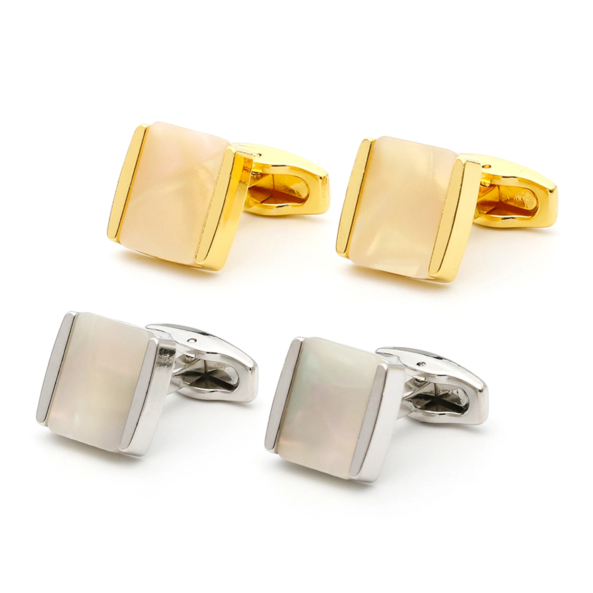 

Cufflinks for Men XK22065 Luxury Artificial Shell Square Gold Silver Color Cute Dress Shirt Cuff Links Jewelry