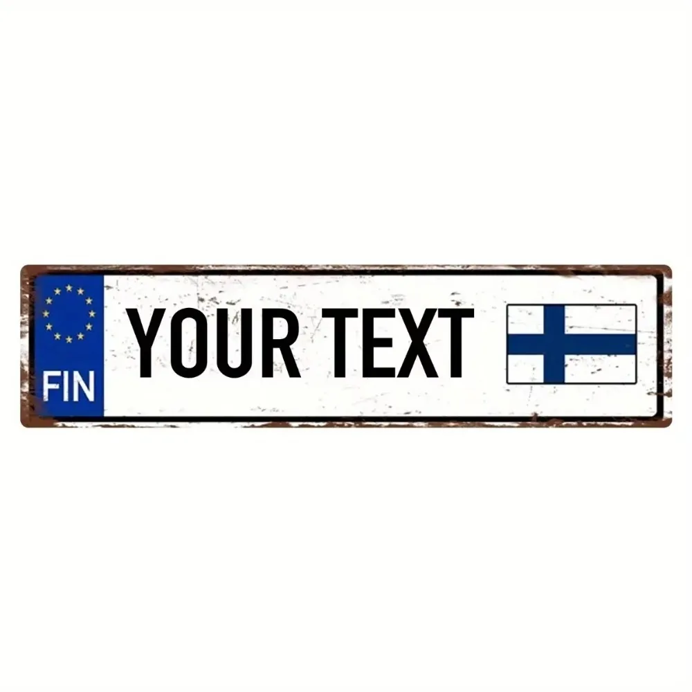 CIFbuy [2D Flat] Custom Finland Metal Sign,Personalized Text Wall Decor (Only For Decoration)