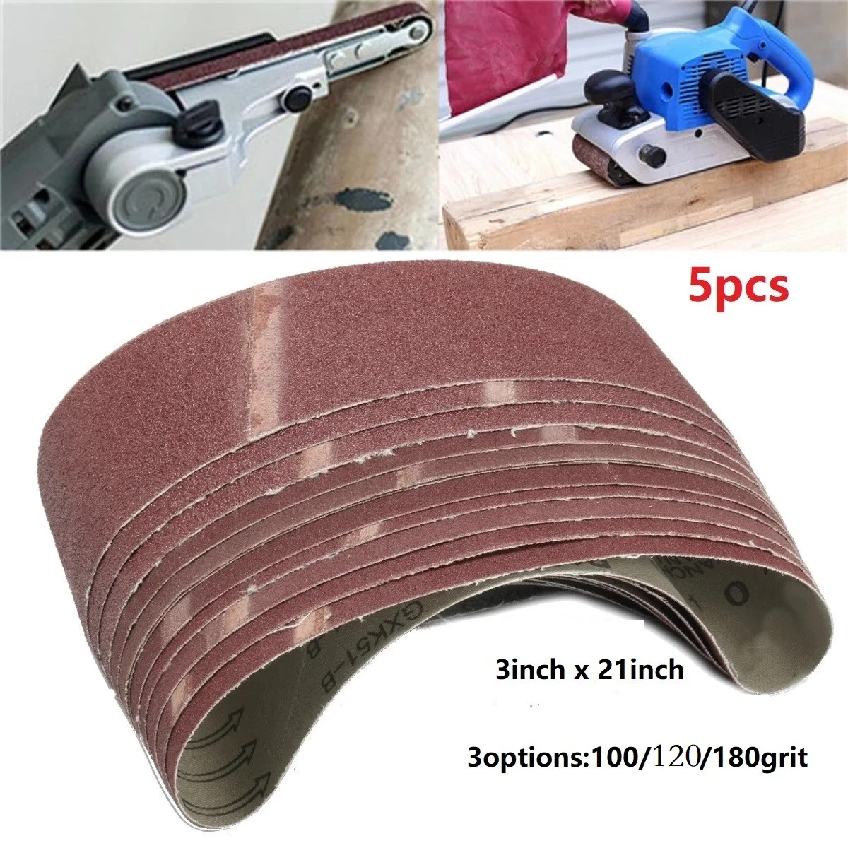 Large Sanding Belts 75x533mm 5pcs Sanding Band Set Grit 100 Grit 150 Sander Grinding Electric Polishing Machine Abrasive Tools