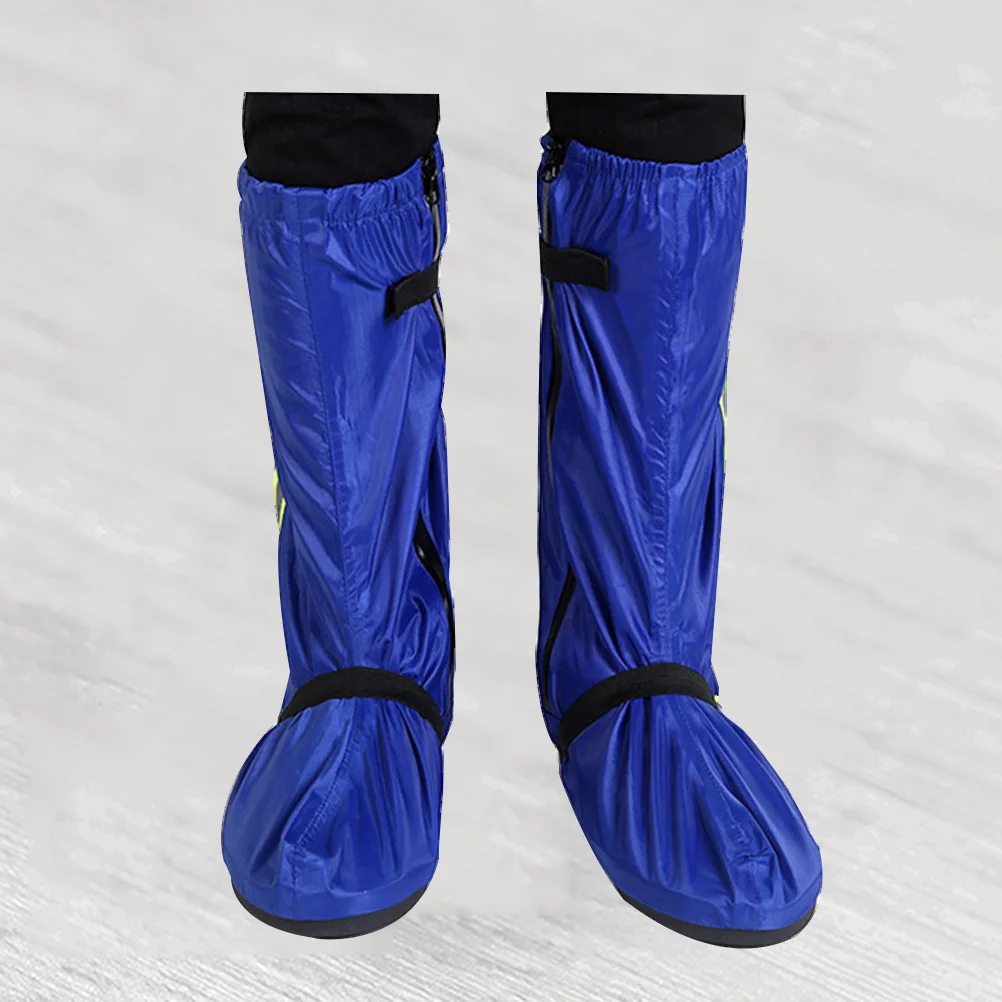 

1Pair Waterproof Shoes Cover Oxford Cloth Adjustable Reflective Rain Snow Boot Cover Blue Size Xxl for Travel Fishing