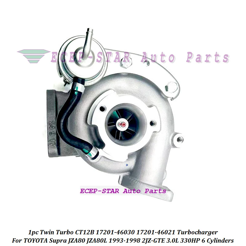 

Бесплатная доставка, 1 шт., турбокомпрессор Twin Turbo CT20A 17201-46030 17208-46030 17208-46021 17201-46021 для TOYOTA Supra 2JZ-GTE 2JZGTE 3.0L