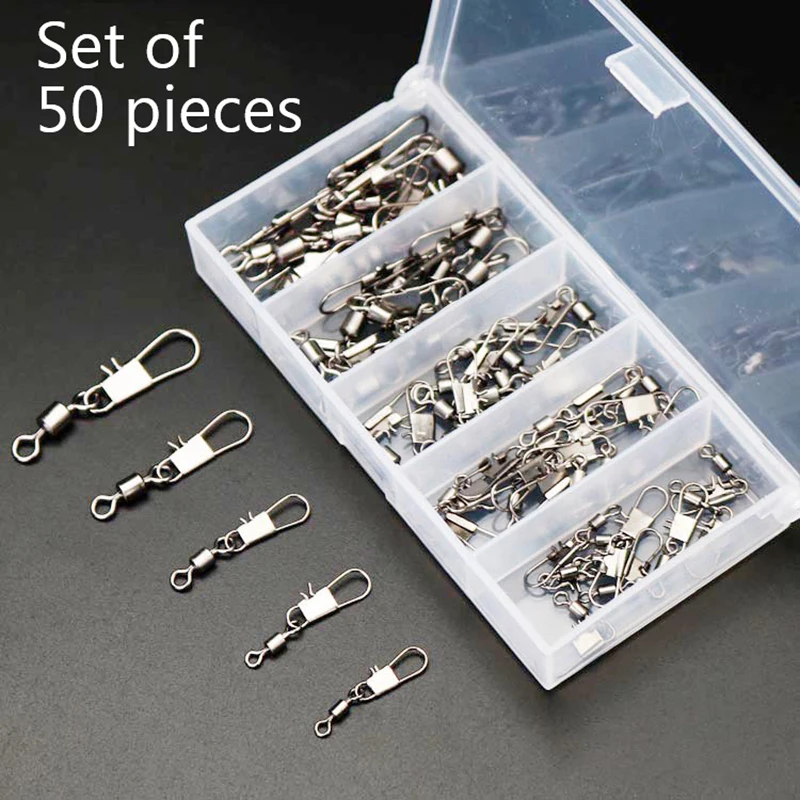 50pcs American Style Swivel+B Type Pin Eight Rings Fishing Connector Fishing Accessories Small Accessories Swivels