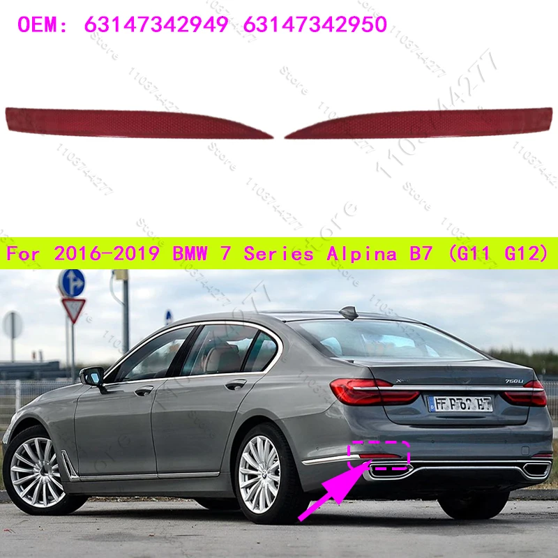 

For 2016-2019 BMW 740eX 740i 740iX 750i 750iX M760iX, Alpina B7 (G11 G12) Rear Bumper Reflector Trim 63147342949 63147342950