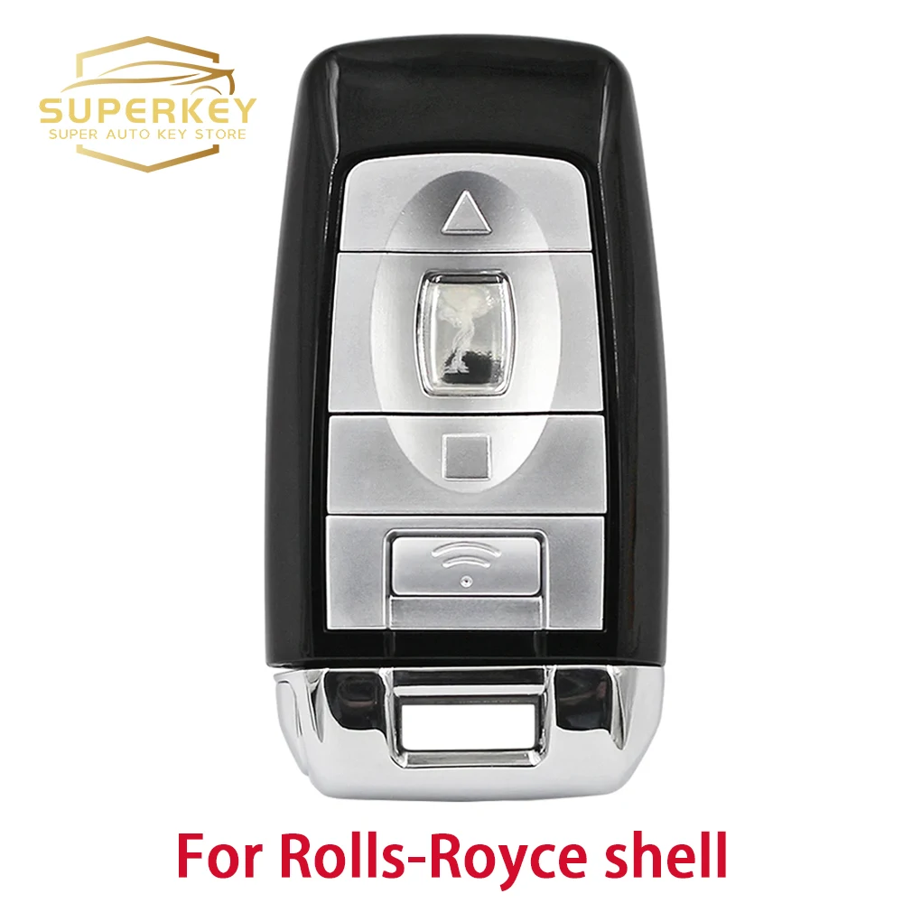 

SUPERKEY 4 Buttons Replacement Remote Car Key Shell Case with Blade For Rolls Royce Cullinan Dawn Ghost Phantom Wraith 2009-2016