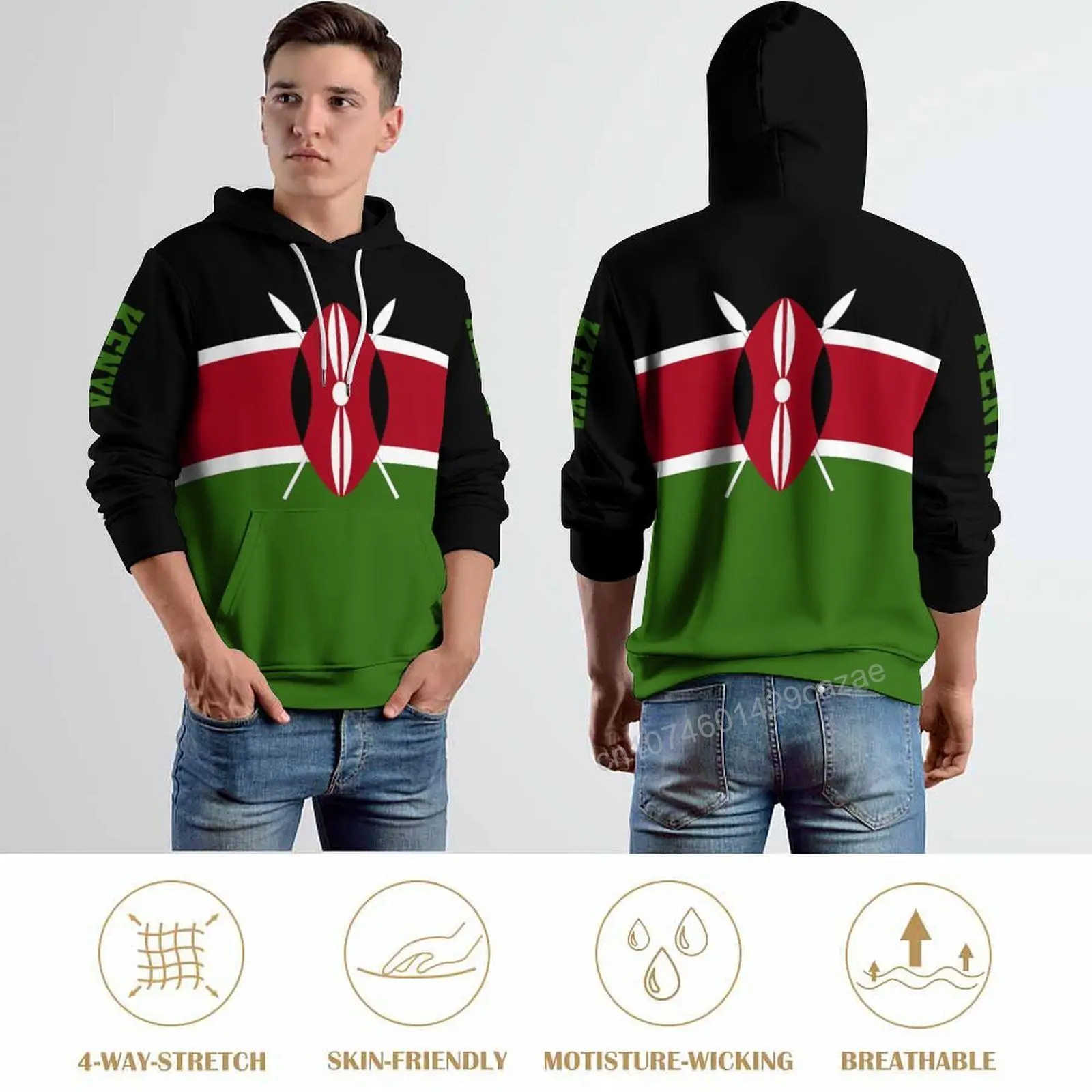 كينيا علم الدولة ثلاثية الأبعاد هوديي البوليستر كول الرجال النساء Harajuku البلوز للجنسين بلوزة كاجوال هوديس #3