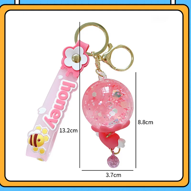 Candy Color Wind Bells Key Chain Floating Liquid Quicksand Flower Keychain Butterfly Whale Star Pendant Key Ring Gifts for Women