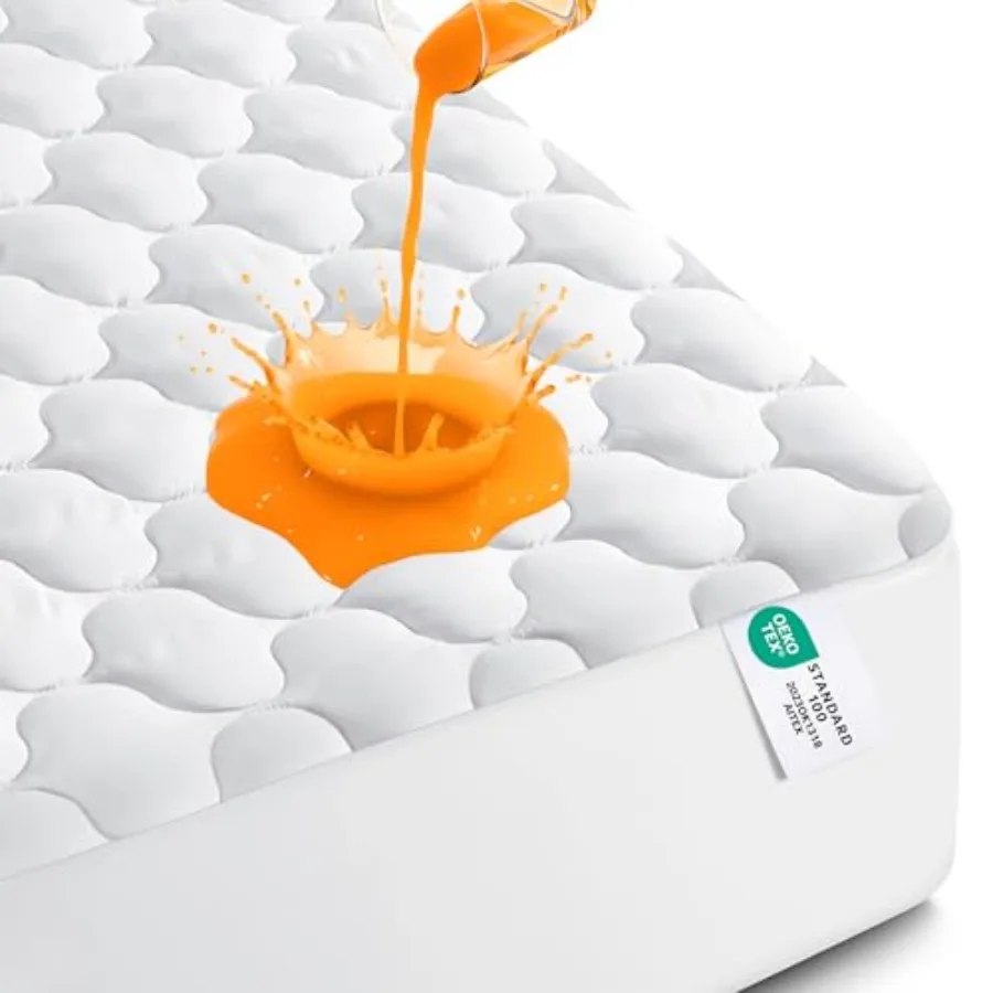 

Waterproof Mattress Protector, Queen Mattress Pad, Noiseless Quilted Fitted Cover with Deep Pocket Stretches up to 16 Inch