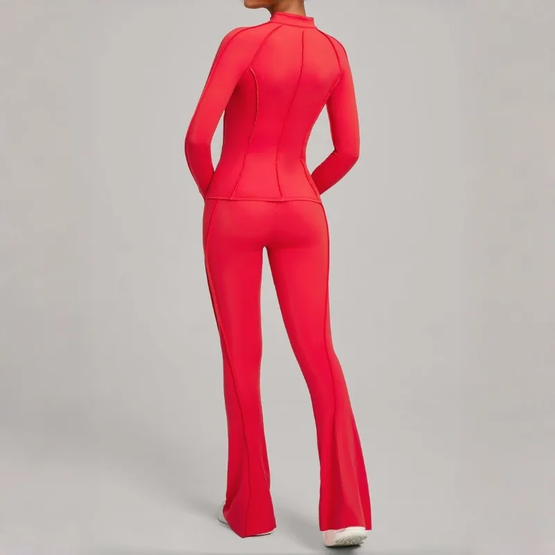 

Women's Autumn and Winter Yoga Clothes Brushed Hair Slim Fit Slimming and Hip Lifting Fitness Clothes Outdoor Sports Running Set