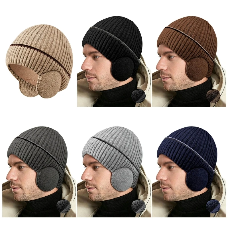 340D Adult Cold Day Hat with Ear Coverage Soft Inner Lining Ribbed Outer Shell and Simple Warm Daily Wear for Daily Cold Use