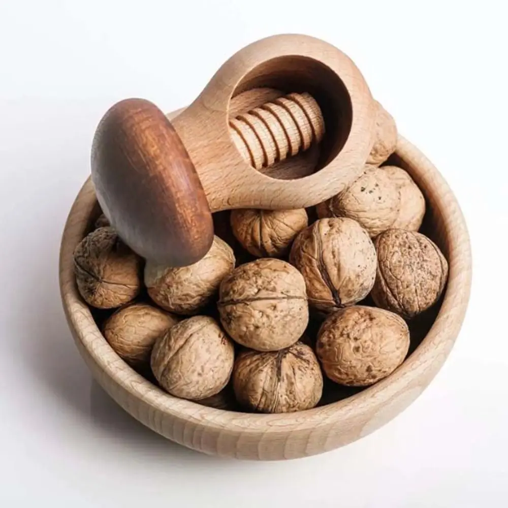 Crafts Wooden Mushroom Nutcracker Spiral Design Adjustable Walnuts Cracker Professional Manual Walnut Sheller Cookies