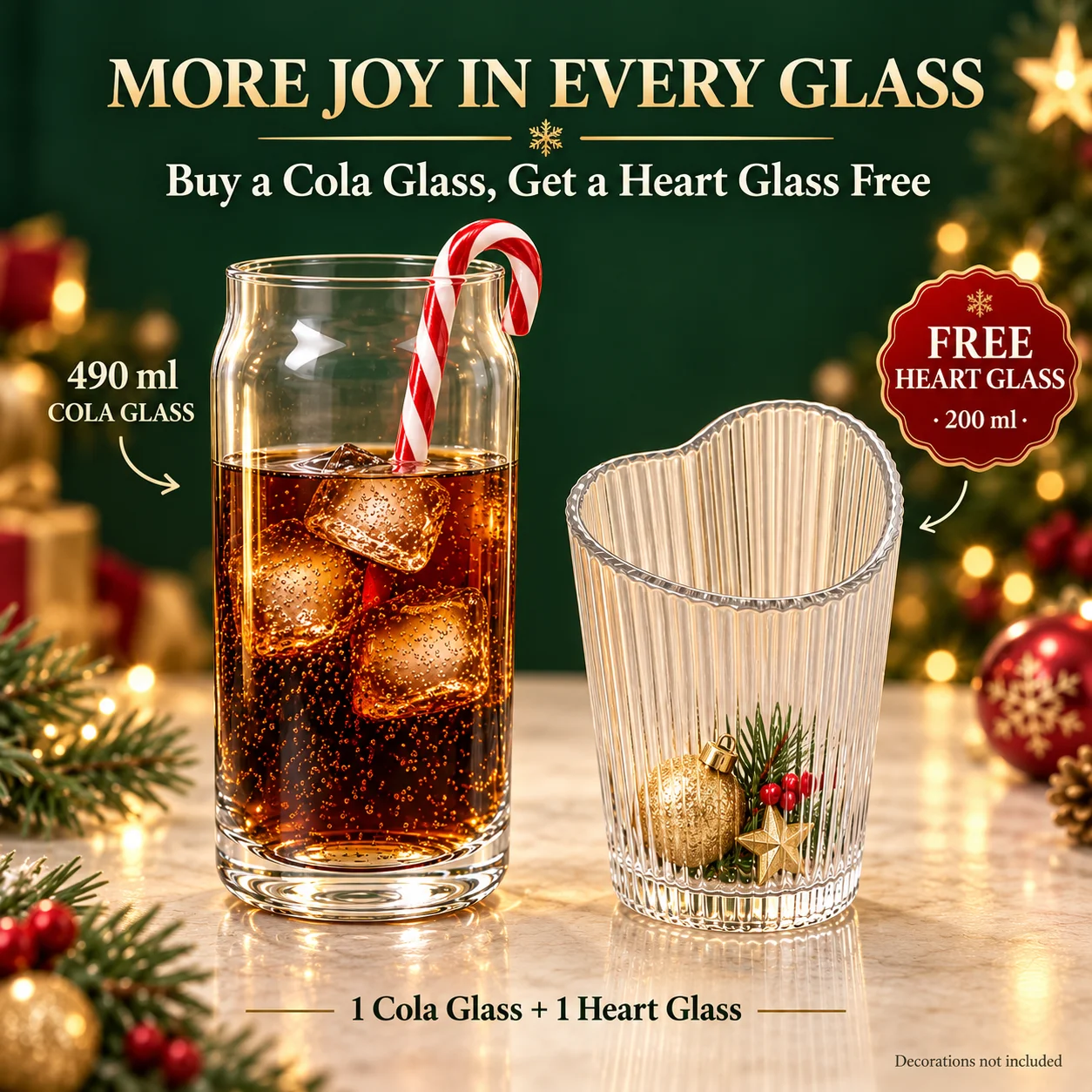 490ml Can Shaped Cola Cup Setaccompanied by a Vertical Patterned Love Cup, Suitable for Christmas Gifts, Juice, and Iced Coffe