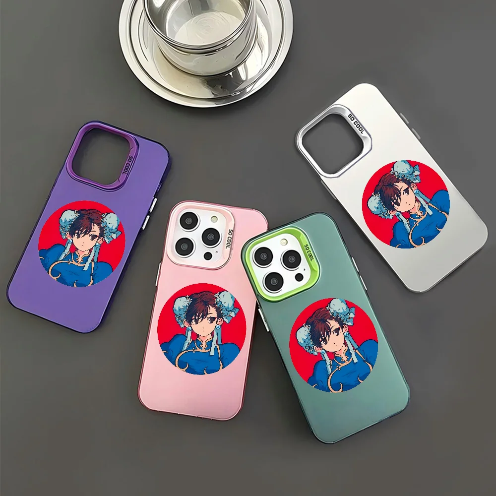 1pc Game C-Chun Li Phone Case Phone Case IMD Color Silver Shell For IPhone 16 15 14 13 12 11 Pro Max Plus