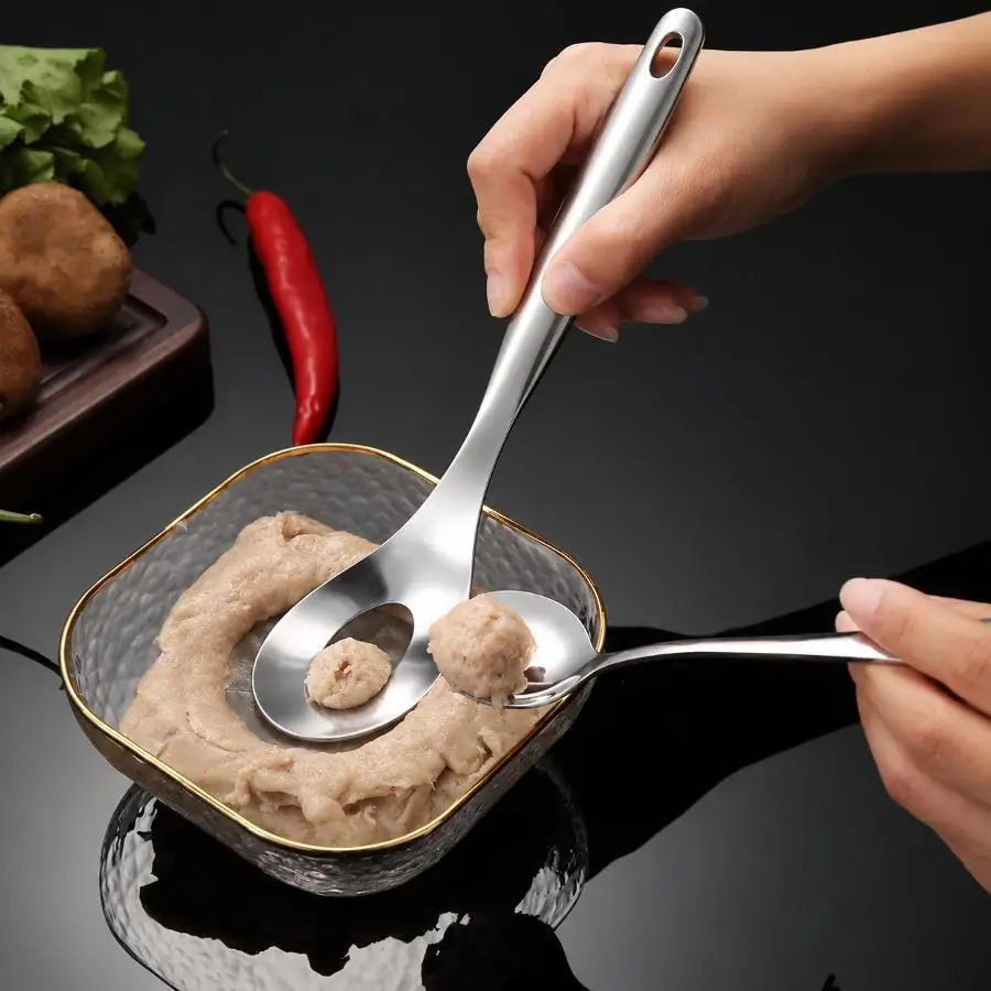 304 Stainless Steel Meatball Maker Spoon Non Stick Meat Baller Mold Leakage Hole For Fish Balls Meatballs Kitchen Cooking Tool