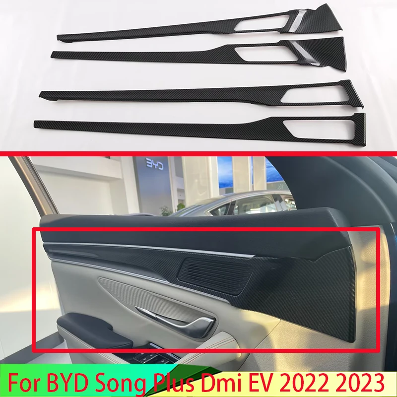 

For BYD Song Plus EV DMI 2022 2023 Car Accessories Carbon Fiber Style Door Speaker Horn Panel Trim