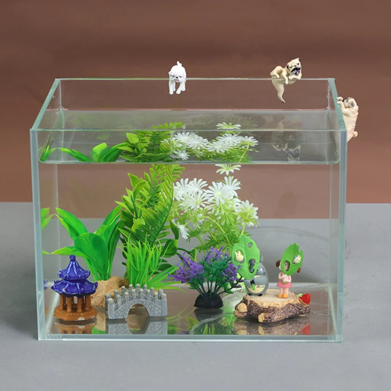 Creative Aquarium Decoration 3 Style Small Fishing Dog Aquarium Accessories Landscaping Ornament Fish Tank Accessories Diy