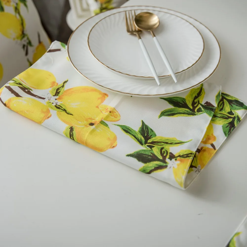 Thickening Lemon Print Table Mat Modern Double Sided Background Cloth Creative Square Desktop Mat Food Photography