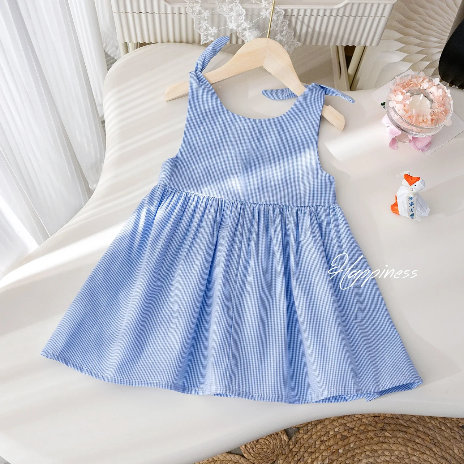 Girls Pastoral Style Pattern Vest Skirt Summer New Rabbit Embroidered Bow Suspender Skirt Baby Summer Skirt