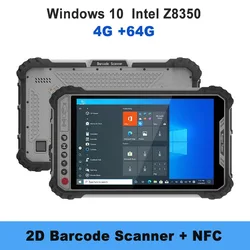 8-Inch Rugged Tablet Windows Pro OS 4G RAM 64G ROM NFC WIFI GPS 4G LTE Barcode Scanner IP67 Industrial Waterproof PC T9W