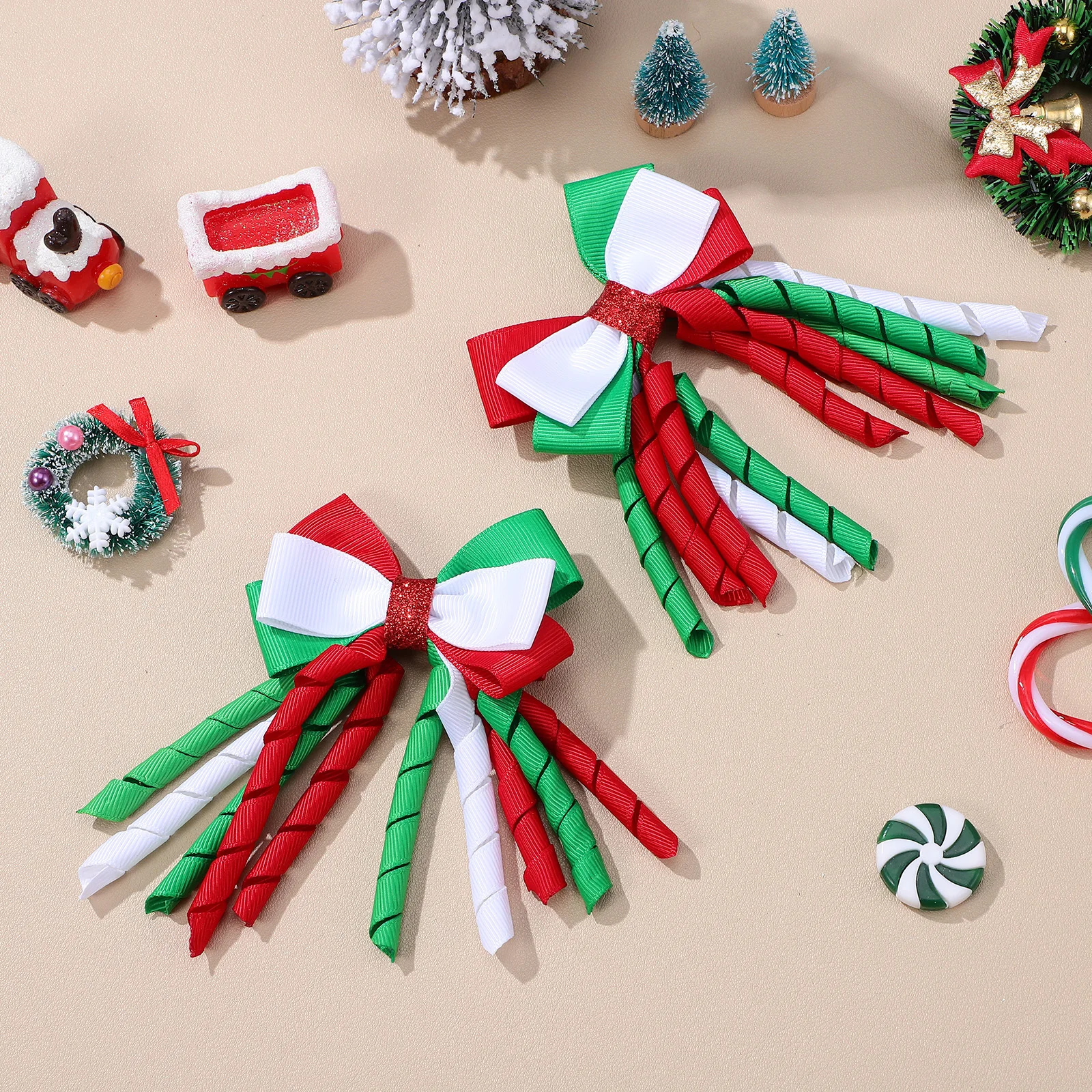 

2Pcs Festive Butterfly Hair Bows Christmas Xmas Clips Holiday Party Hair Accessories for Women Girls Large Ribbon Bows Styling