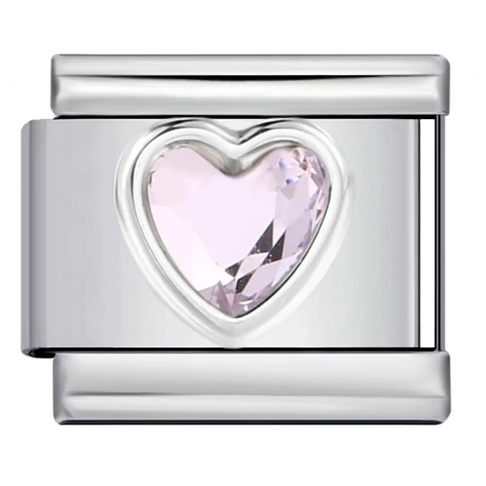 DIY Jewelry Bracelet Module Colorful Zirconia Heart Bracelets Making Tool Stainless Steel Italian Charm Link