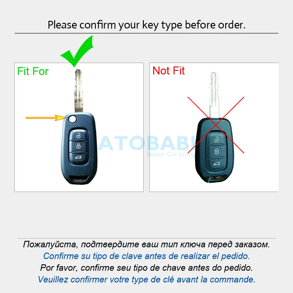 Leather Car Key Case Keychain For Renault Megane 4 Captur Kadjar Symbol Dacia Duster 3 Buttons Flip Remote Control Protect Cover