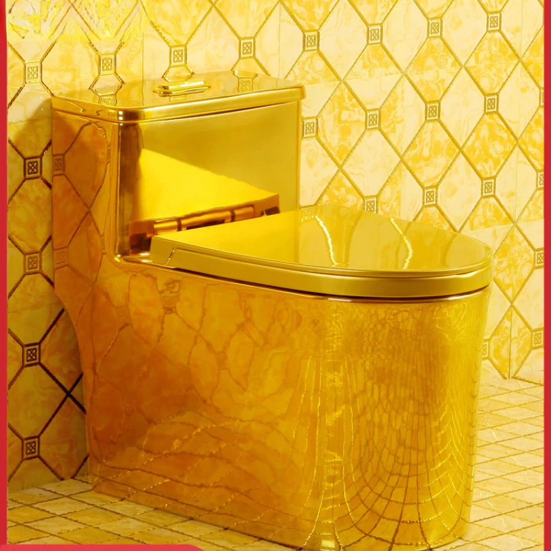 

New Gold Toilet Siphon Super Swirl Large Bore Water Saving Silent Toilet Toilet, Tuhao Gold Toilet, Small Household Bathroom