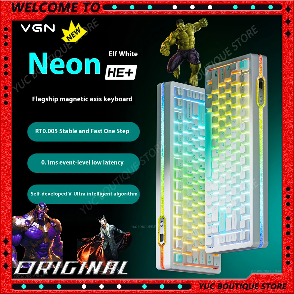 

NEW Vgn Neon 75 Gaming Mechanical Keyboard Tri Mode E-Sports Magnetic Switch Game Keyboard 75% Hot Swap 8000mah Accessory Custom