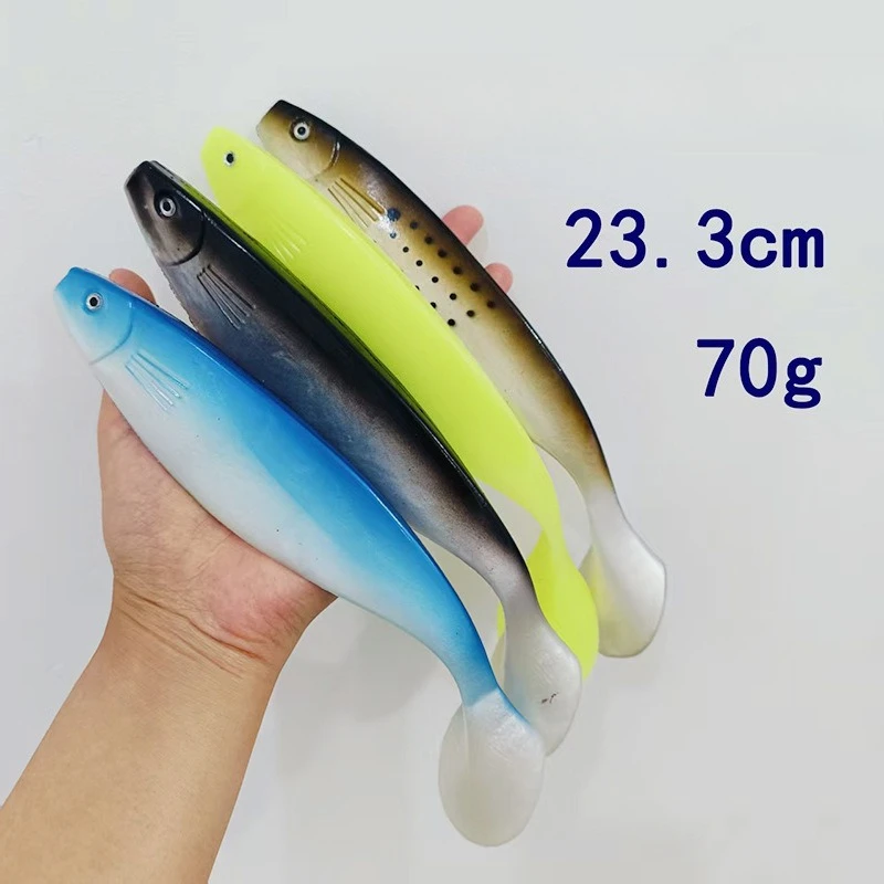 

3pcs 23.2cm/70g Deep Sea Big T Tail Fish Plastic Soft Fishing Lure Tentacle Silicone Bait Wobbler for Pike Carp Fishing Pesca