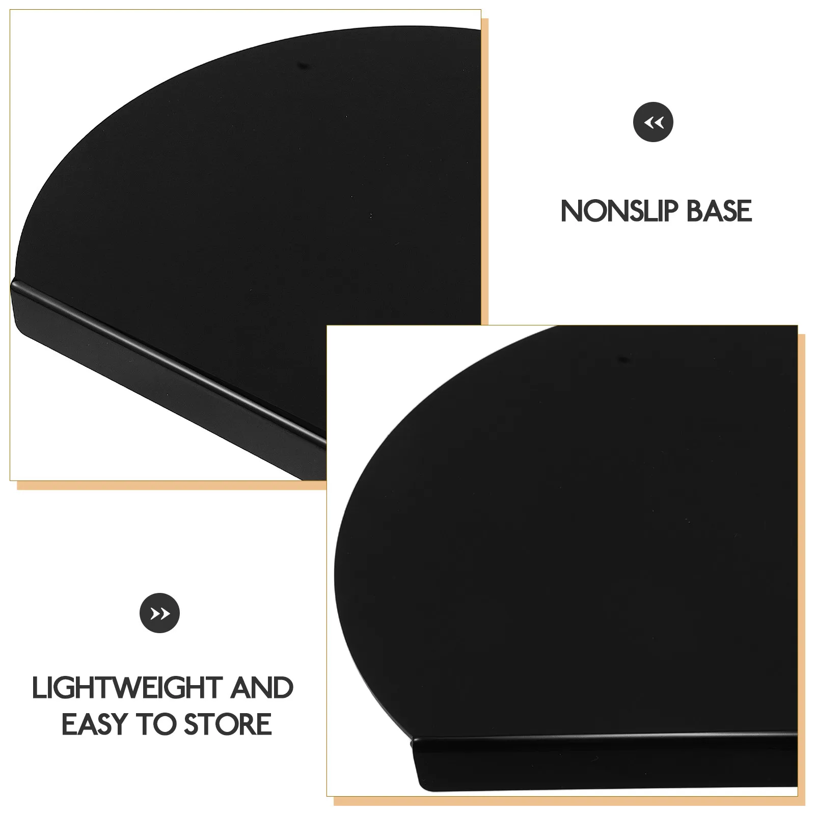 Semi-Circular Black Acrylic Cutting Board Non-Slip Kitchen Counter Lip Tool for Apartment Kitchen Decor Round Cutting Accessory