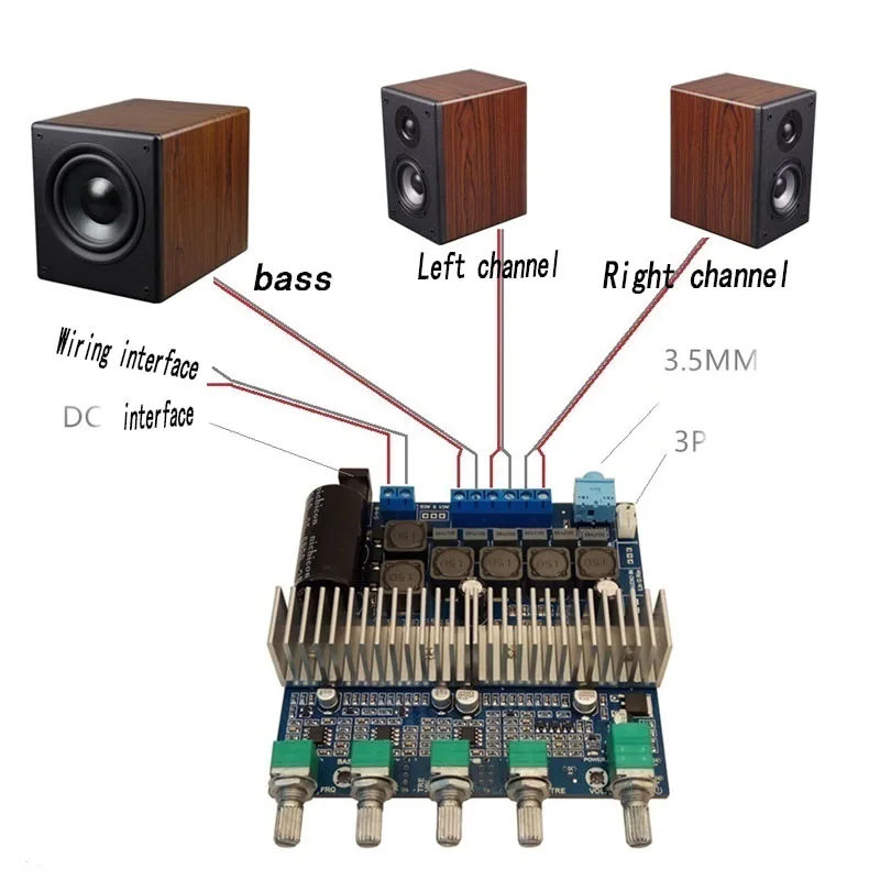 

KYYSLB 100W+50W*2 TPA3116 Bluetooth Amplifier Board 4.2 High Power 2.1 Super Subwoofer Home Audio Sound Digital Amplificador