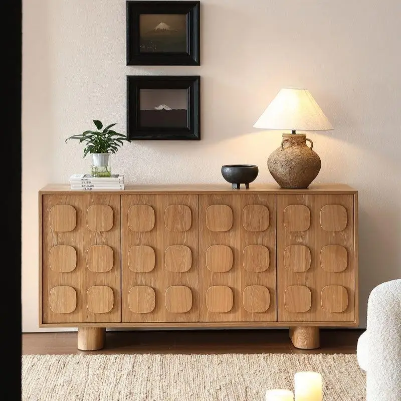CX solid wood dining side, surprised by the quiet wind log retro storage, integrated locker against the wall