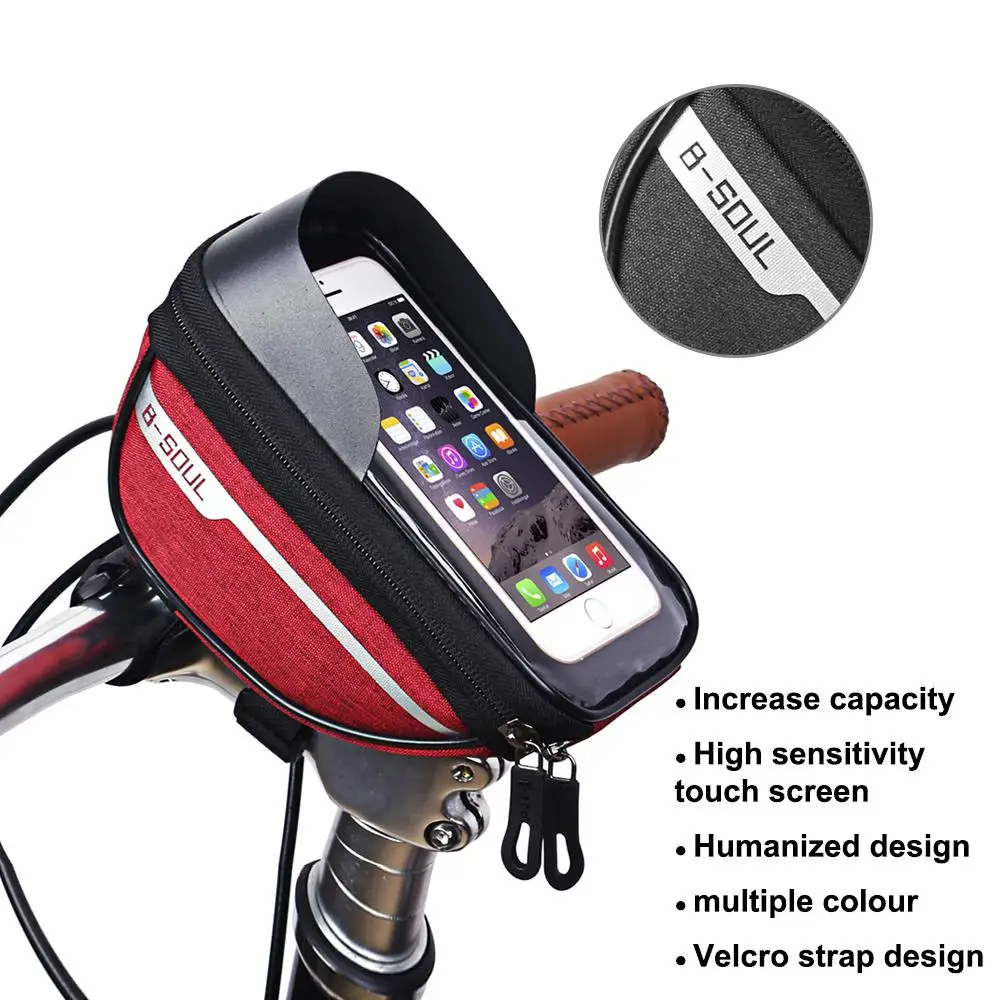 Waterproof Phone Holder Foldable Bicycle Bag Durable Easy To Install Handlebar Bag Cycling Bag Touch Screen Enlarged Capacity