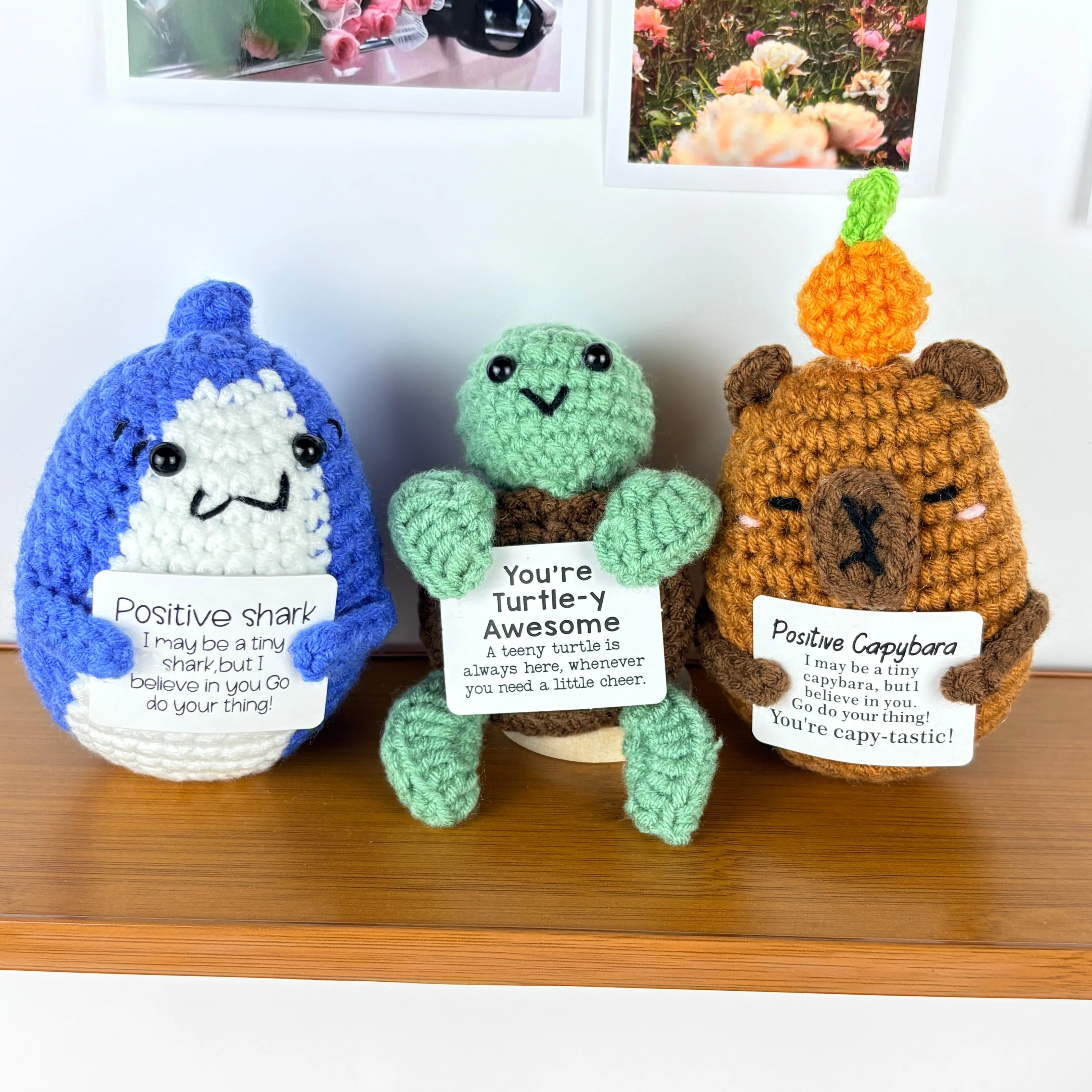 Hand-woven Crochet Doll Positive Energy Sharks Funny Turtles Dinosaurs Toy Emotion Expression Gift Pocket Hug Knitting Ornament
