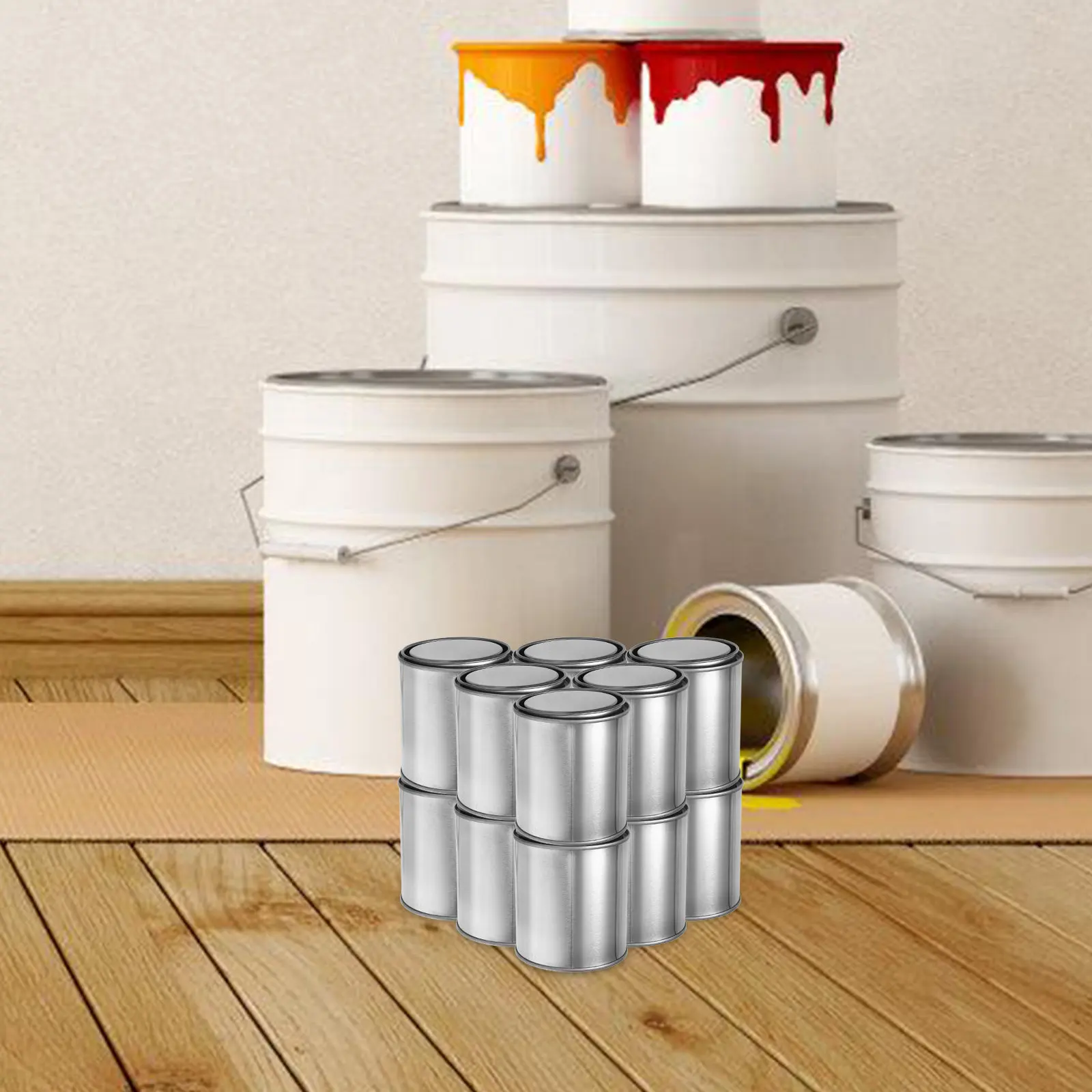 

1Set Metal Paint Cans Lids Opener Unlined Storage Containers Leftover Paint DIY Enthusiasts Versatile Primers Sealants