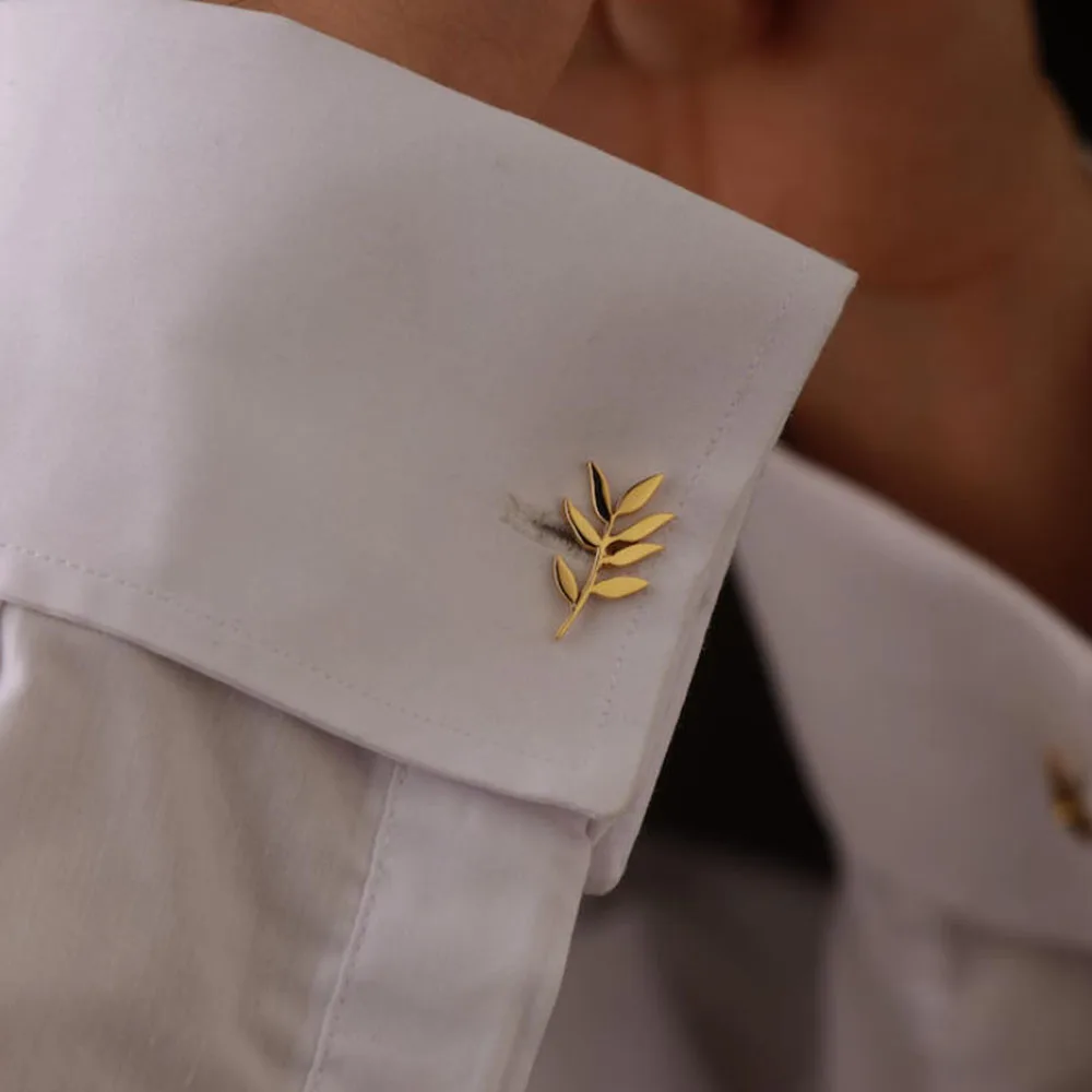 Olive branch groomsman cufflinks, letter cufflinks