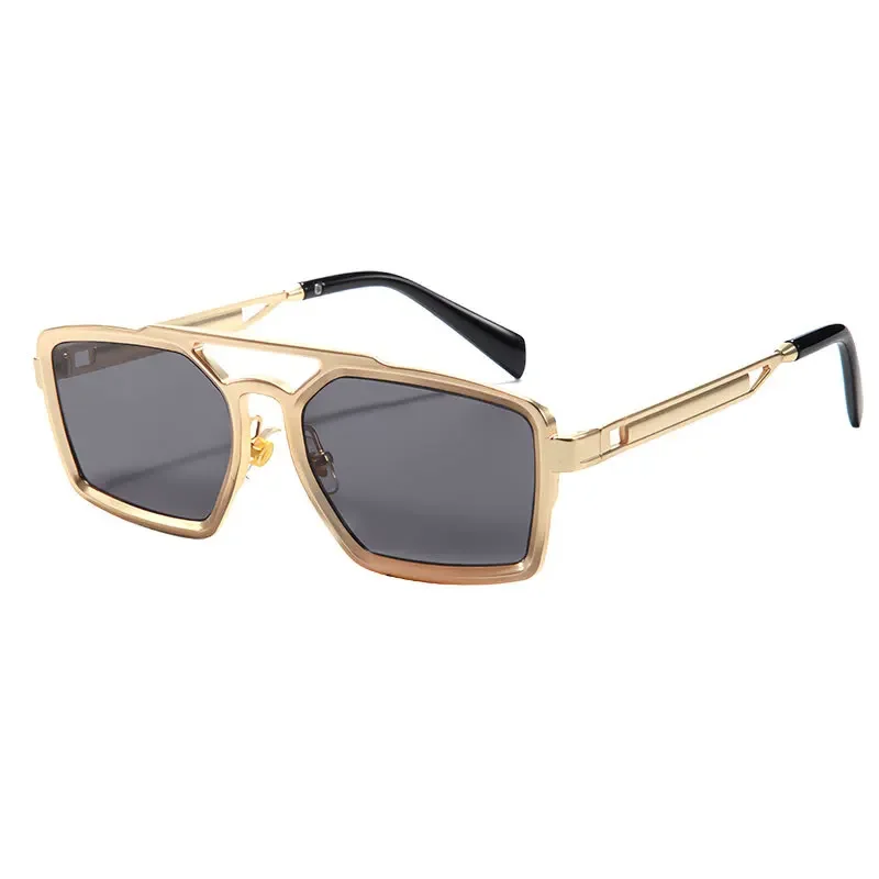 

2025 New Metal Frame Double Bridge Retro Men's Sunglasses INS Luxury Brand Outdoor Sunscreen Driving Cycling Mirrors UV400
