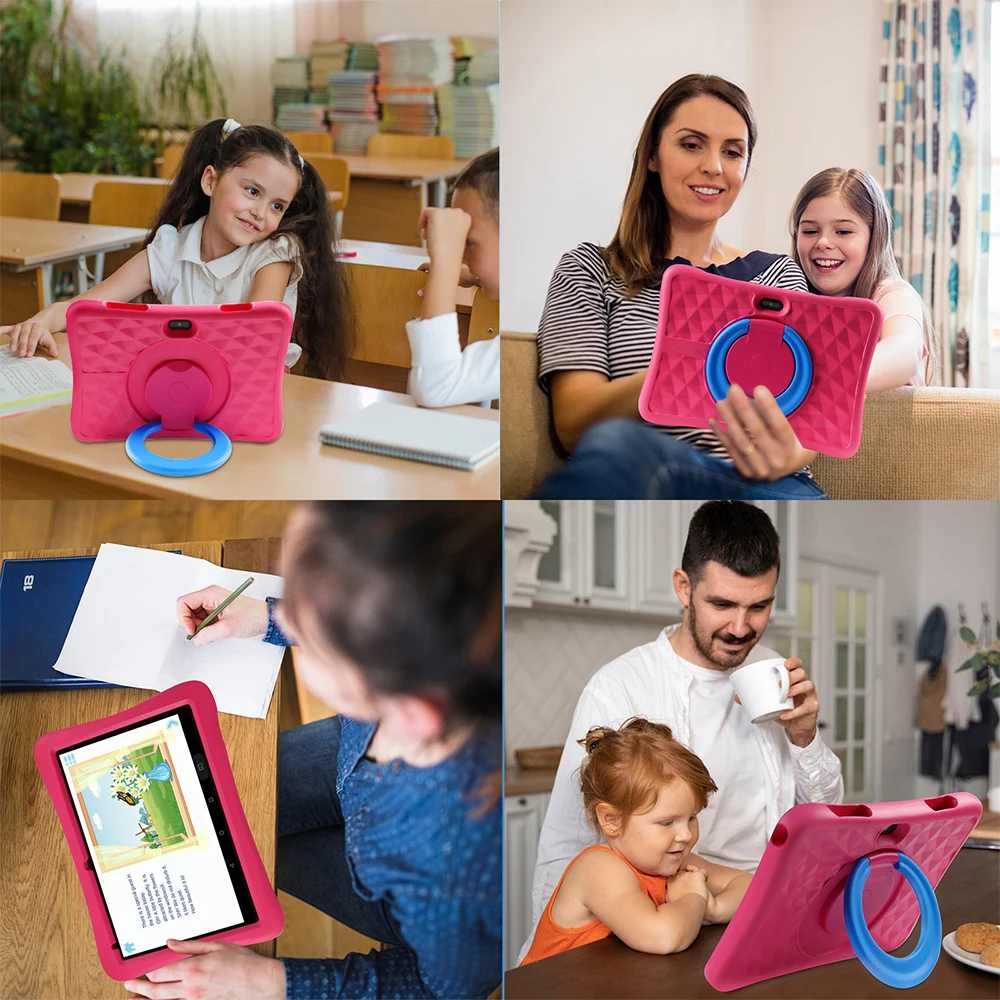 QPS-Tablettes Android 11 pour enfants, 10 pouces, 1280*800 HD, Ouad Core, Wifi, 2 Go, 32 Go, Tablette d'étude pour enfants avec support, 6000mAh