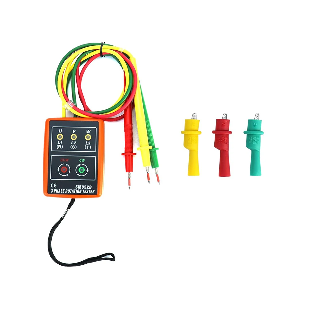 3 Phase Sequence Presence Rotation Tester Indicator Detector Meter with LED and Buzzer 60V~600V (3 Phase AC)
