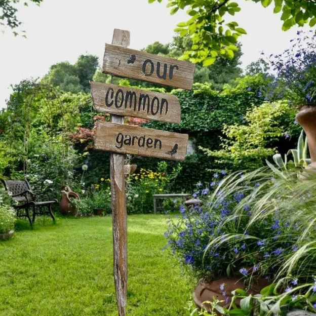 Rustic Wooden Garden Signs Collection, Vintage Farmhouse Directional Stakes
