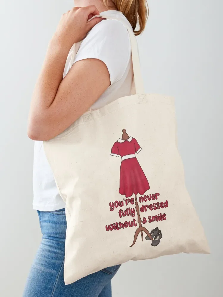 Never fully dressed without a smile (Annie dress) Tote Bag the tote bag Canvas hand bags Women's shopping bag