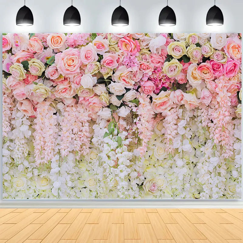 Wedding Scene Arch Flower Photography Backdrops Props Flora Curtain Valentine's Day Decors Theme Photo Studio Background FL-13