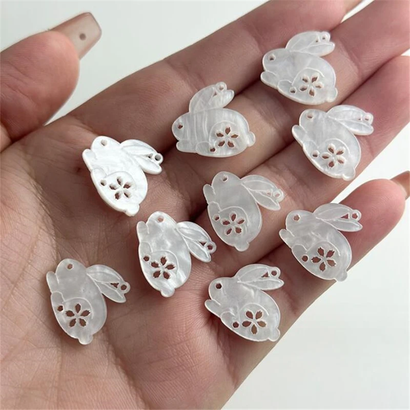 20Pcs New Creative Acetic Acid 19MM Rabbit Acrylic Beads Charms Connectors Diy Earrings Hair Jewelry Making Accessories Ornament