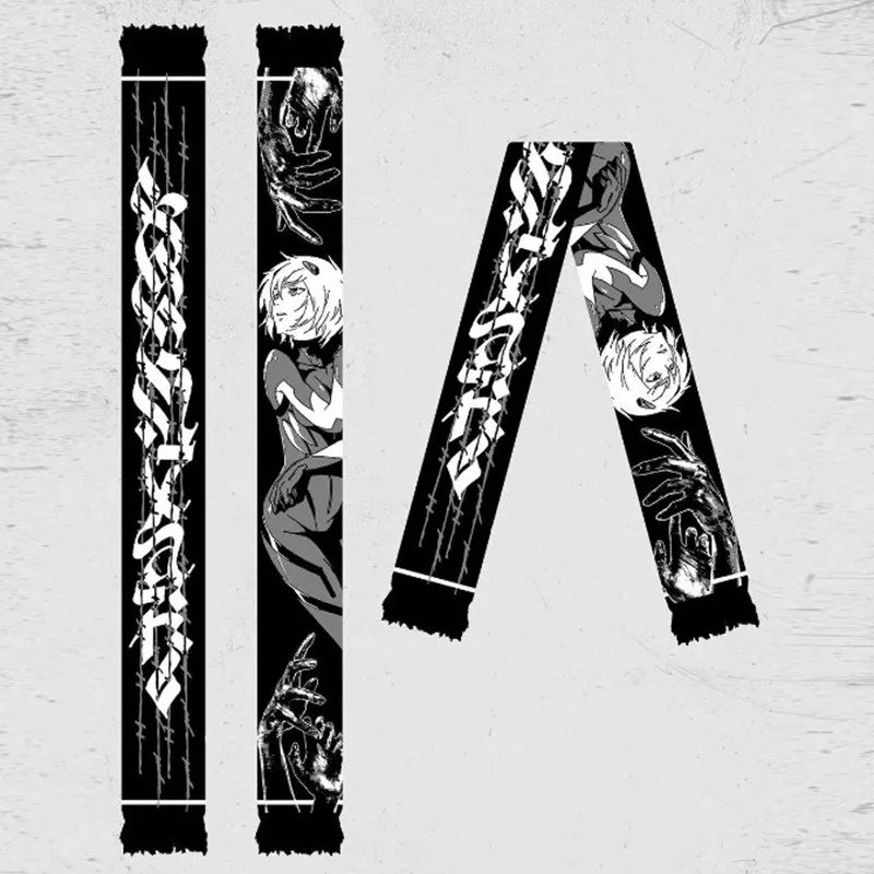 2026 New Retro Subculture Fashion Gothic Cartoon Character Jacquard Design Tassel Decorative Men Women Autumn Winter Warm Scarf