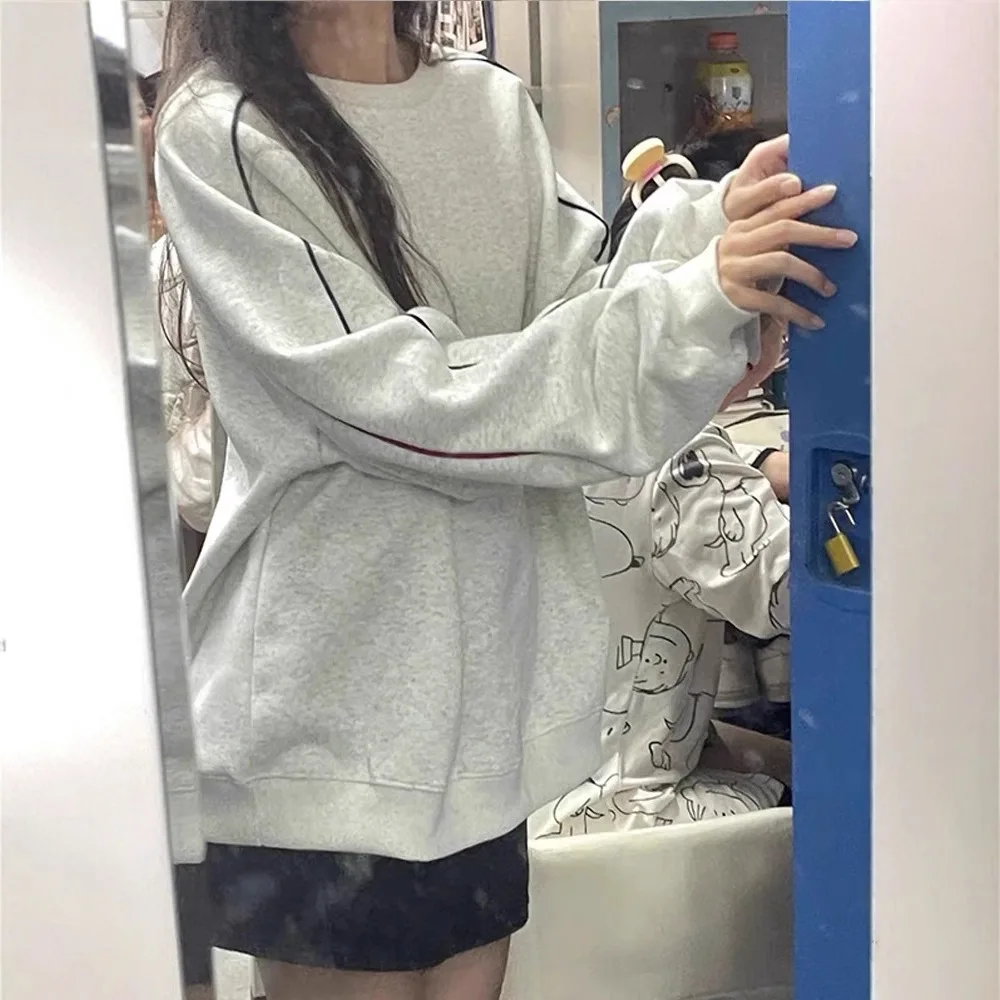 2025 New Early Autumn Collegiate Style Casual Outdoor Crew Neck Sweatshirt Small Color-Blocking Temperament