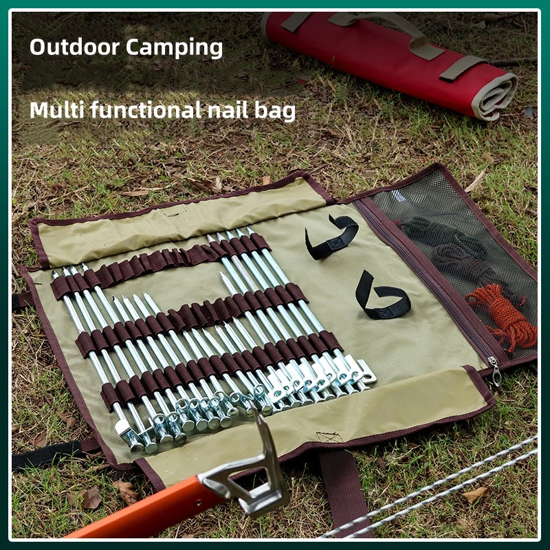 

Outdoor Camping Equipment Storage Bags Tent Accessories Hammer Wind Rope Tent Pegs Nails Storage Bag Handbag Organizer