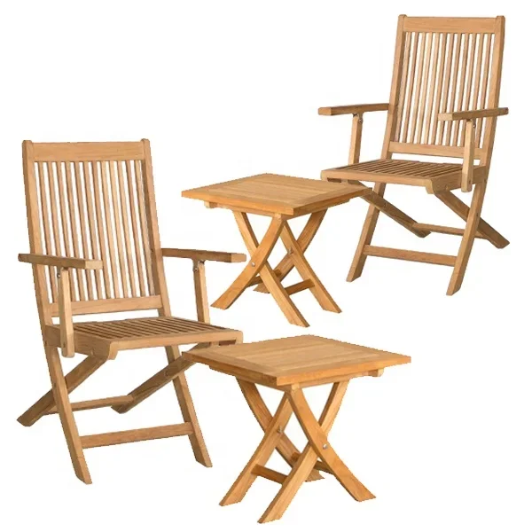 

Garden Furniture Teak Outdoor Patio Sets Dining Table and Chair Folding Arm Chair and Folding Coffee Table