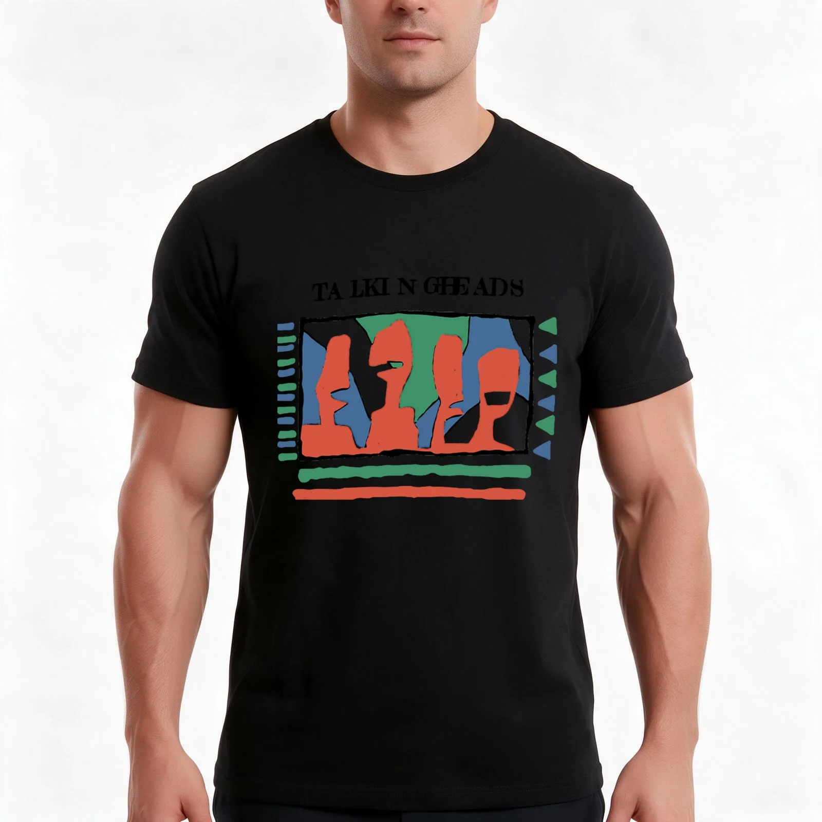 Talking Heads Yellow T-Shirt, Summer Casual Cotton Tee, Oversized Streetwear Tops, Vintage Graphic Print, Loose Fit Short Sleeve