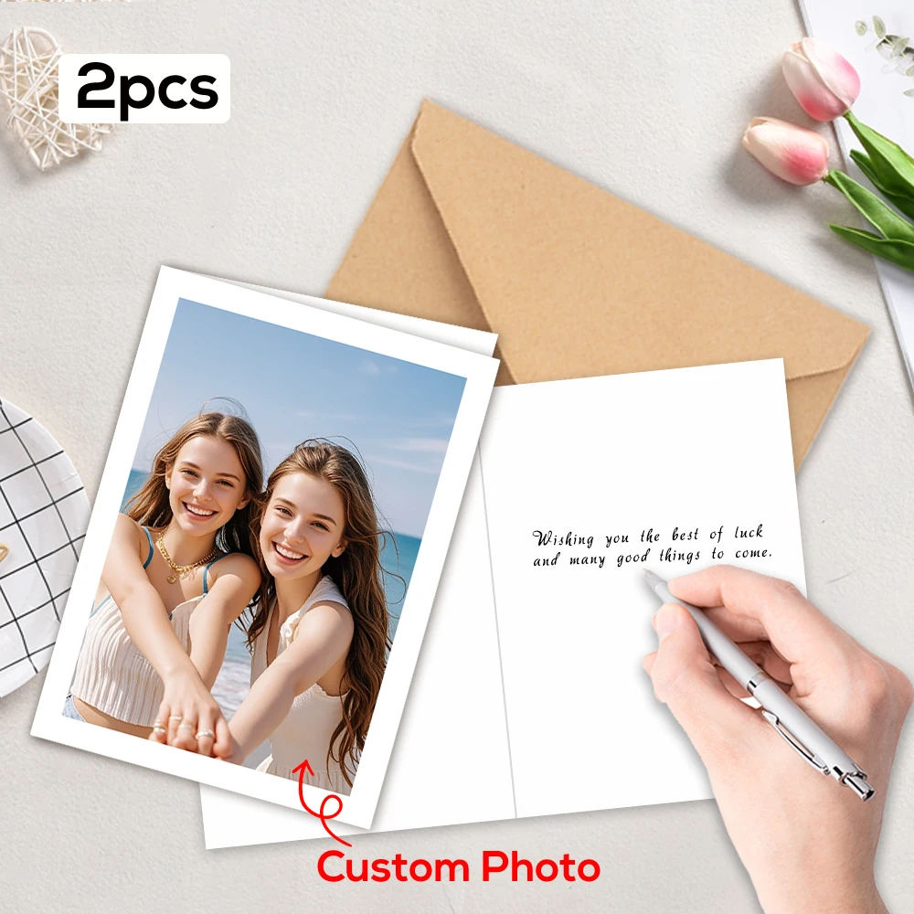 2pcs greeting card custom images, customizable blank card, DIY card, suitable as a gift to express feelings on various holidays