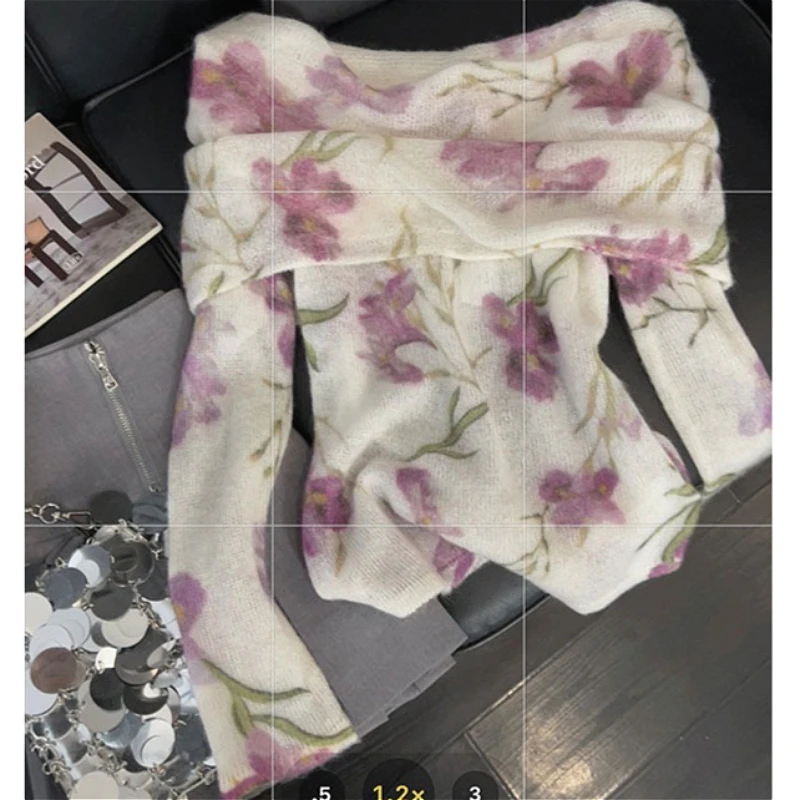 

Tops Women Top Off Shoulder Full Sleeve Slash Neck Sexy Print Floral Y2k Streetwear High Waist Elegant Work Slim Fit 2026 Spring